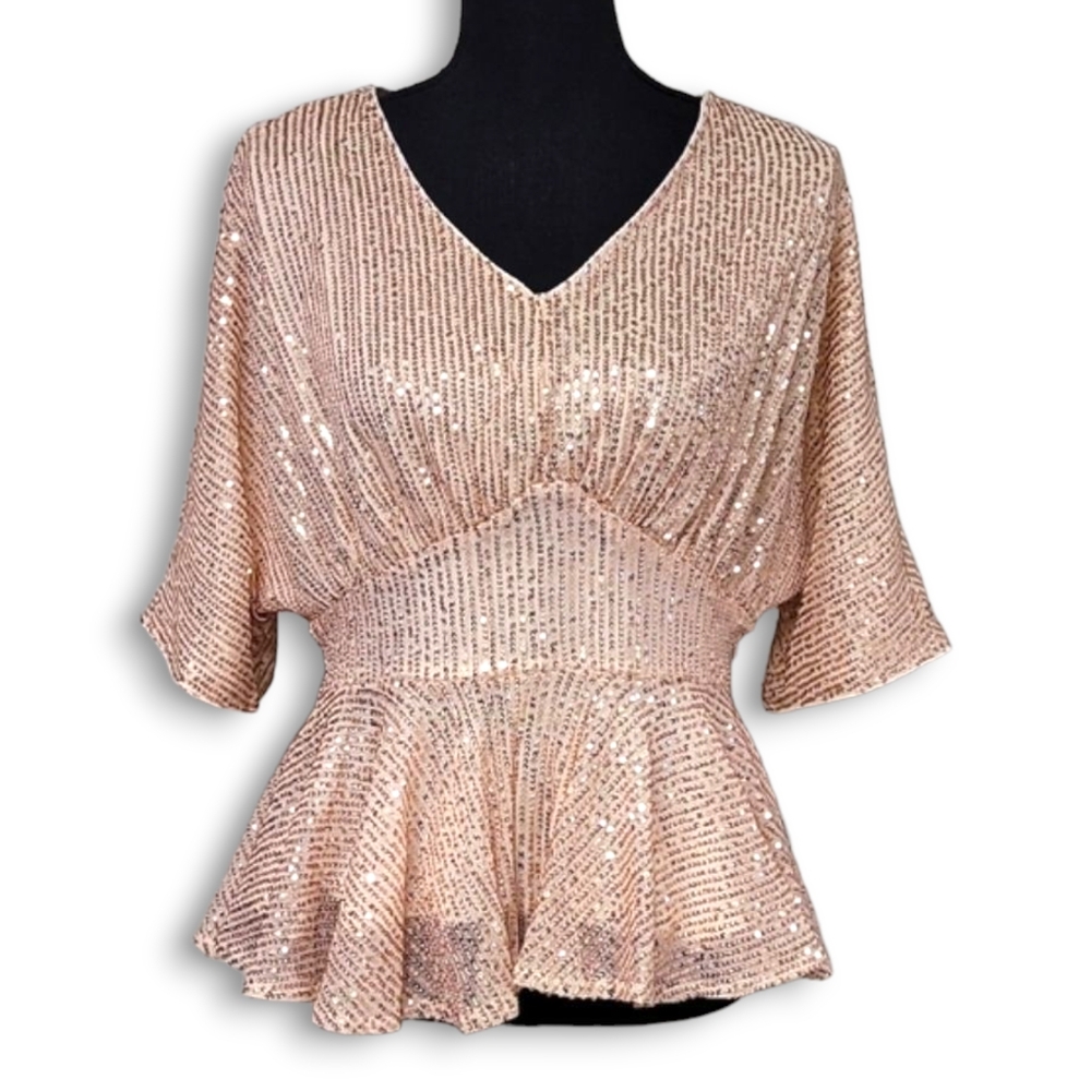 GRACE KARIN Sequin Peplum Top
